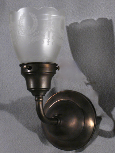 Pair of Sconces with Double Etched Shades